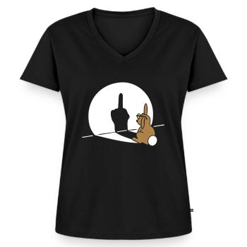 Fuck you very much 3c Blc - T-shirt encolure en V Premium bio Femme - noir - Devant - AI Model Female 172 light (172cm)