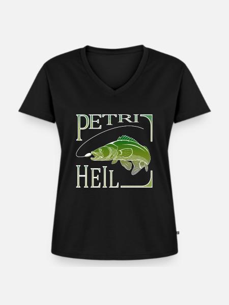 Petri Heil 5 - Frauen Premium Bio T-Shirt mit V-Ausschnitt - Schwarz