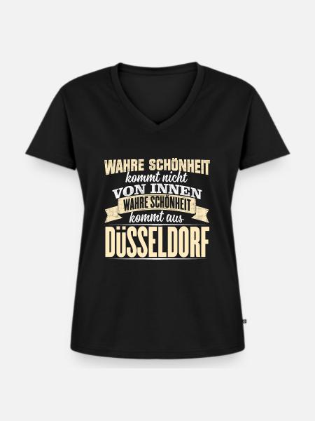 DÜSSELDORF - Schönheit - Frauen Premium Bio T-Shirt mit V-Ausschnitt - Schwarz