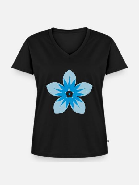 Blume V2 - Frauen Premium Bio T-Shirt mit V-Ausschnitt - Schwarz