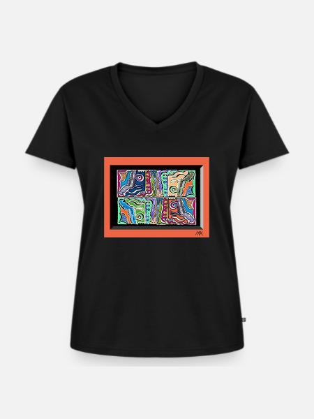 Freaky Ayahuasca - Frauen Premium Bio T-Shirt mit V-Ausschnitt - Schwarz