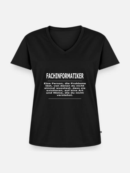 FACHINFORMATIKER - Frauen Premium Bio T-Shirt mit V-Ausschnitt - Schwarz
