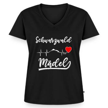 Schwarzwald Mädel ♥ - Frauen Premium Bio T-Shirt mit V-Ausschnitt - Schwarz - Vorne - AI Model Female 172 light (172cm)