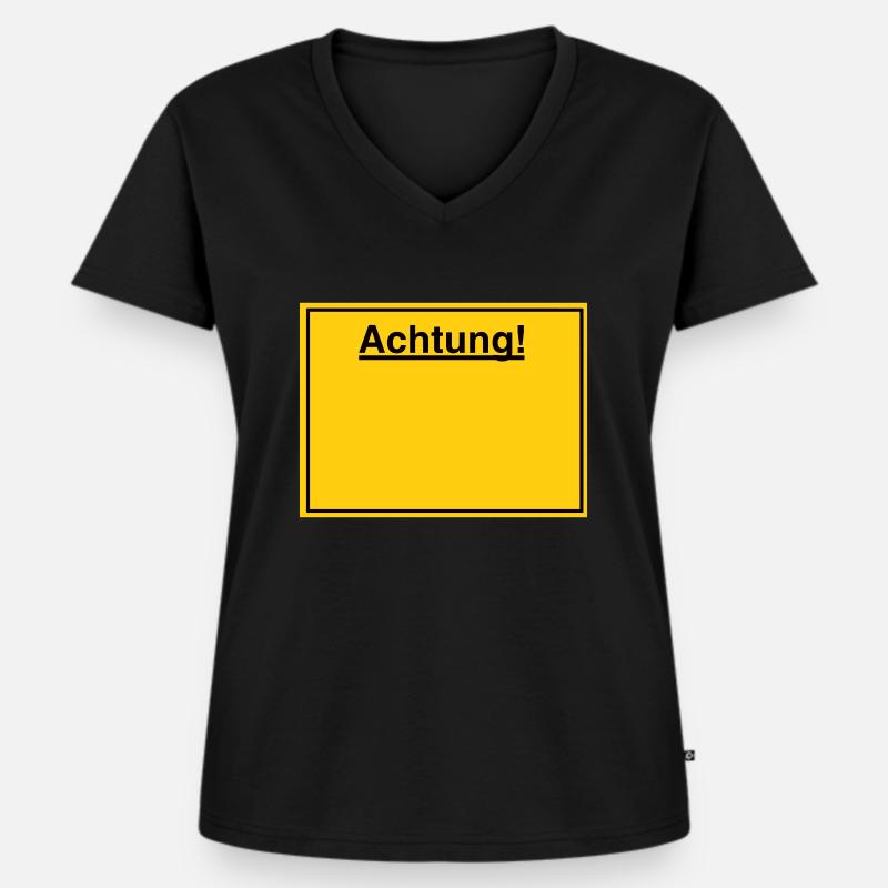 Schild - Frauen Premium Bio T-Shirt mit V-Ausschnitt - Schwarz