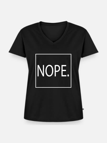 Schlichter "NOPE." Pullover - Frauen Premium Bio T-Shirt mit V-Ausschnitt - Schwarz
