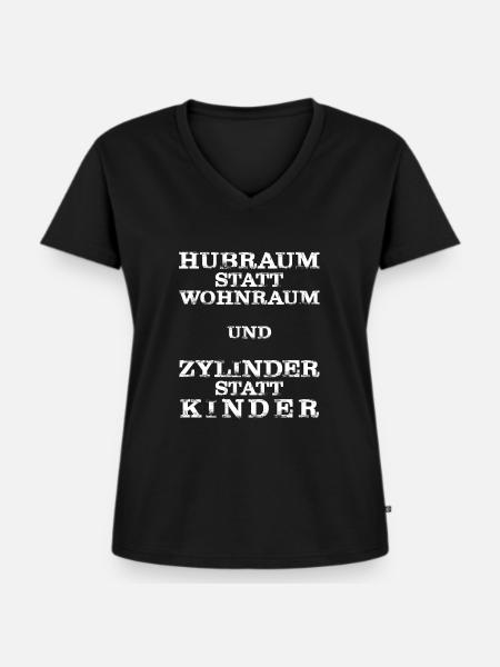 Hubraum Statt Wohnraum - Frauen Premium Bio T-Shirt mit V-Ausschnitt - Schwarz