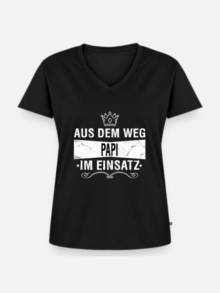 PAPI - Frauen Premium Bio T-Shirt mit V-Ausschnitt - Schwarz