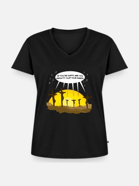 Clap your hands - Frauen Premium Bio T-Shirt mit V-Ausschnitt - Schwarz