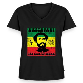 Reggae eu - Women's Premium Organic V-neck T-shirt - black - Front - AI Model Female 172 light (172cm)
