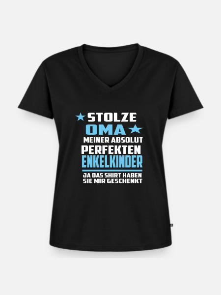 Stolze Oma - Frauen Premium Bio T-Shirt mit V-Ausschnitt - Schwarz