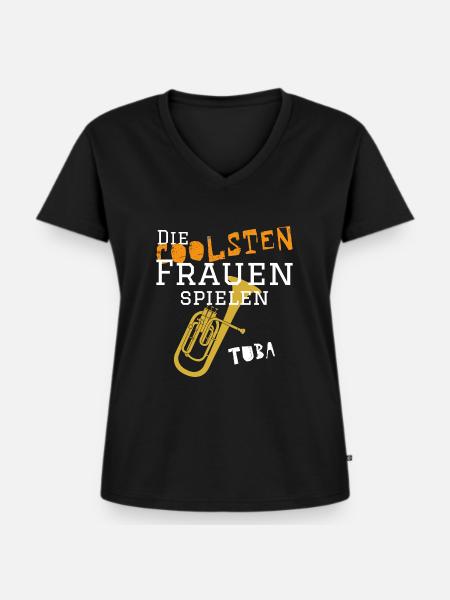 Die coolsten_Frauen_Tuba - Frauen Premium Bio T-Shirt mit V-Ausschnitt - Schwarz
