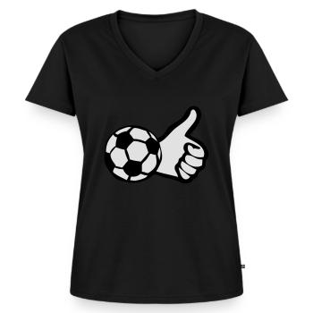 football ok pouce valide aime1 - T-shirt encolure en V Premium bio Femme - noir - Devant - AI Model Female 172 light (172cm)