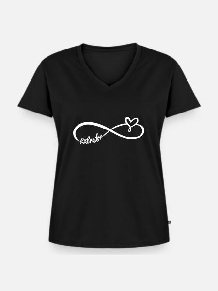 Labrador Liebe Unendlichkeitssymbol - Frauen Premium Bio T-Shirt mit V-Ausschnitt - Schwarz