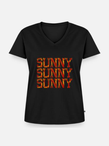 sunny sunny sunny - Frauen Premium Bio T-Shirt mit V-Ausschnitt - Schwarz