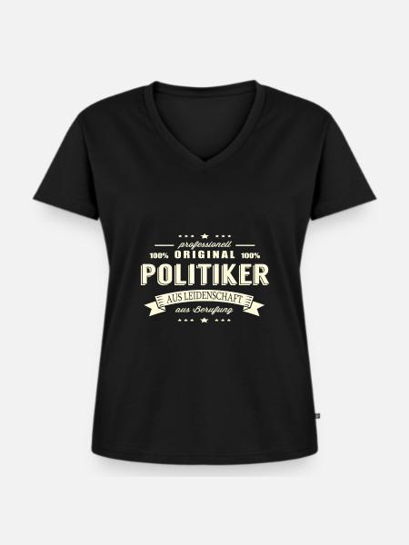 Politiker aus Leidenschaft - Frauen Premium Bio T-Shirt mit V-Ausschnitt - Schwarz