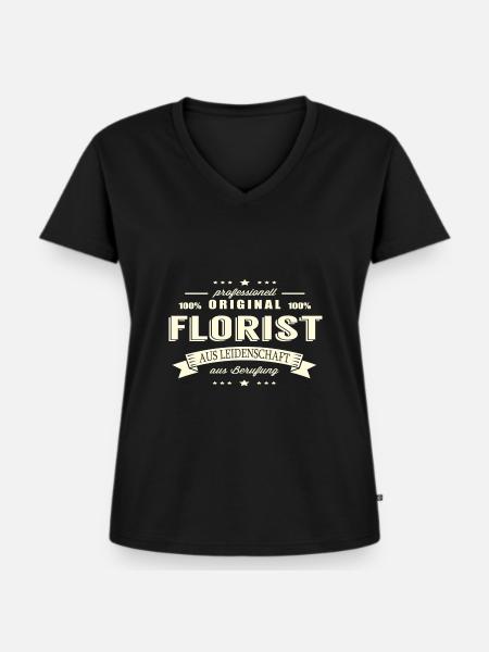 Florist aus Leidenschaft - Frauen Premium Bio T-Shirt mit V-Ausschnitt - Schwarz