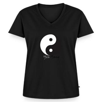 Yin Yang - Frauen Premium Bio T-Shirt mit V-Ausschnitt - Schwarz - Vorne - AI Model Female 172 light (172cm)