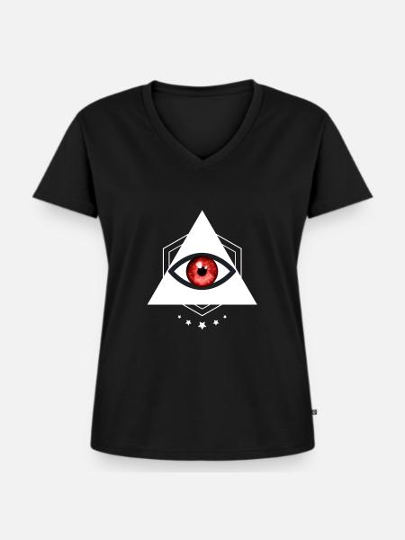 Illuminati Auge - Frauen Premium Bio T-Shirt mit V-Ausschnitt - Schwarz