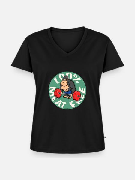 100% fleischfrei - Frauen Premium Bio T-Shirt mit V-Ausschnitt - Schwarz