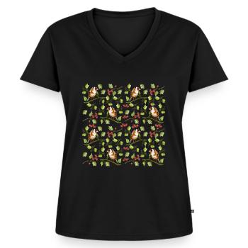 Bunte Vögel - Frauen Premium Bio T-Shirt mit V-Ausschnitt - Schwarz - Vorne - AI Model Female 172 light (172cm)