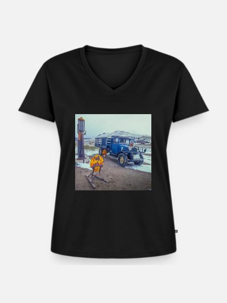 Ghost Town Bodie - Frauen Premium Bio T-Shirt mit V-Ausschnitt - Schwarz