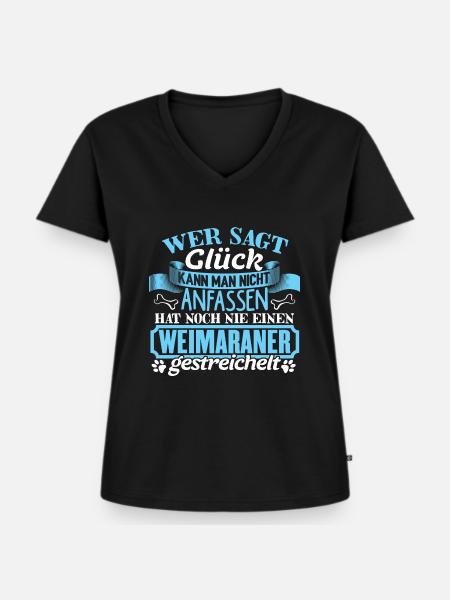 WEIMARANER - Glück zum anfassen - Frauen Premium Bio T-Shirt mit V-Ausschnitt - Schwarz