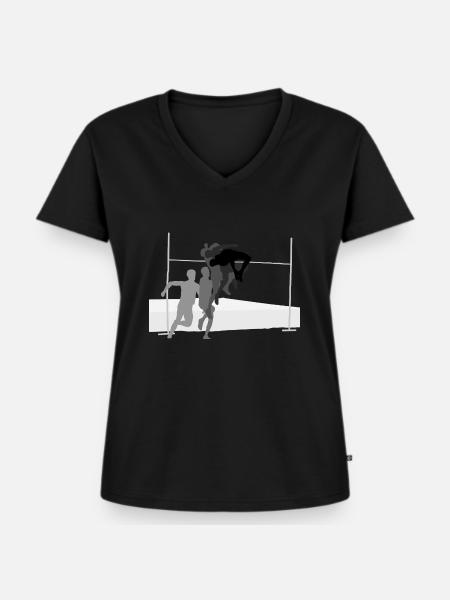 Hochsprung - Frauen Premium Bio T-Shirt mit V-Ausschnitt - Schwarz