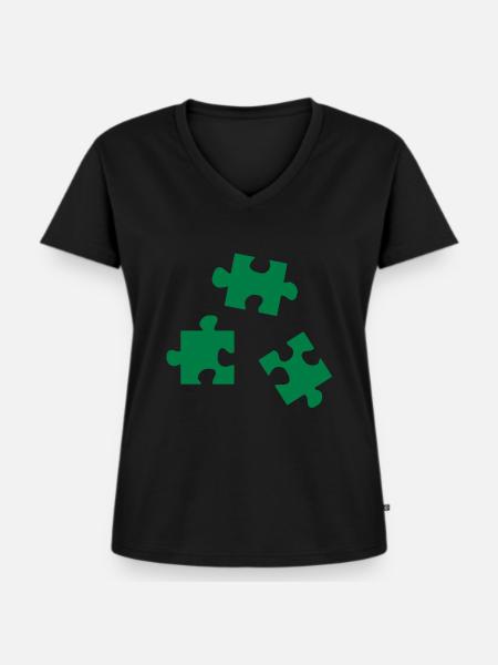 Puzzleteile - Frauen Premium Bio T-Shirt mit V-Ausschnitt - Schwarz