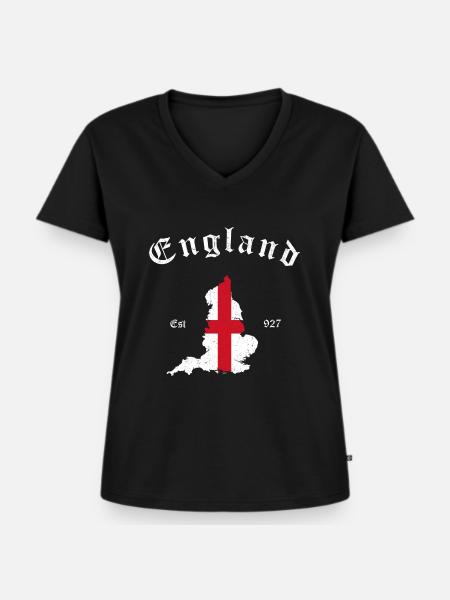 England Map - Frauen Premium Bio T-Shirt mit V-Ausschnitt - Schwarz