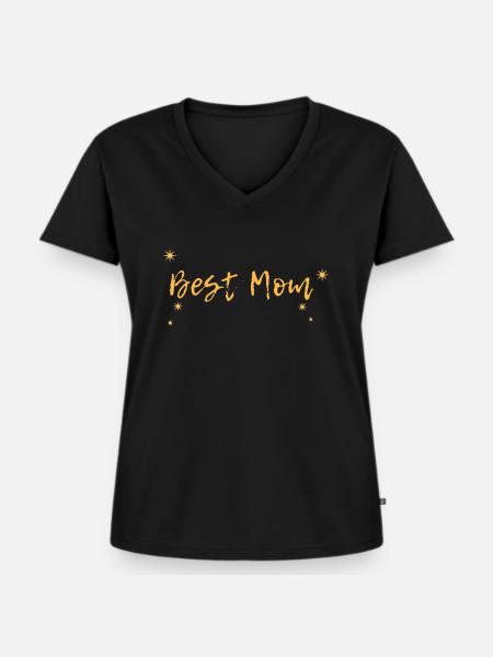 best Mom - Frauen Premium Bio T-Shirt mit V-Ausschnitt - Schwarz