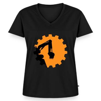 Bagger Baggerschaufel Baggerfahrer Baustelle - Frauen Premium Bio T-Shirt mit V-Ausschnitt - Schwarz - Vorne - AI Model Female 172 light (172cm)