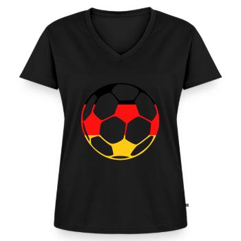 Deutschland Fußball - Frauen Premium Bio T-Shirt mit V-Ausschnitt - Schwarz - Vorne - AI Model Female 172 light (172cm)