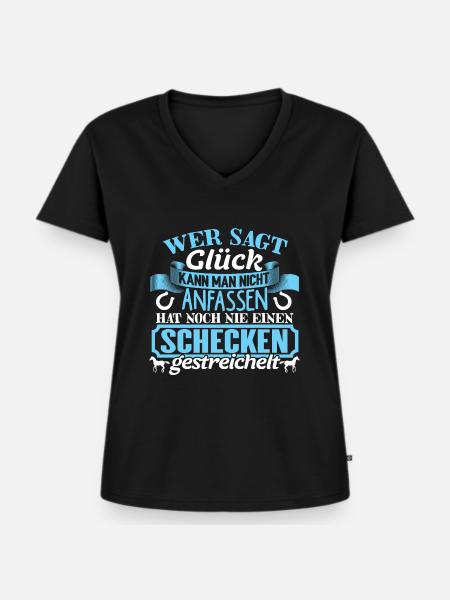 SCHECKEN - Glück zum anfassen - Frauen Premium Bio T-Shirt mit V-Ausschnitt - Schwarz