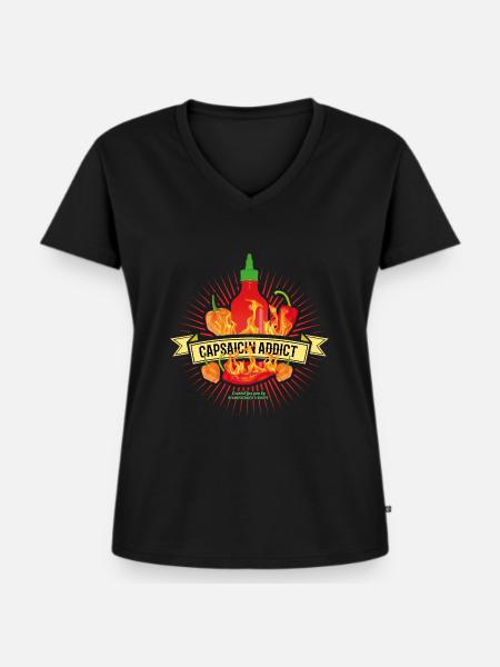 Capsaicin Addict - Frauen Premium Bio T-Shirt mit V-Ausschnitt - Schwarz