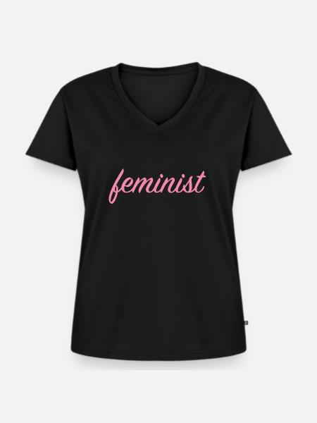 Feminist - Frauen Premium Bio T-Shirt mit V-Ausschnitt - Schwarz