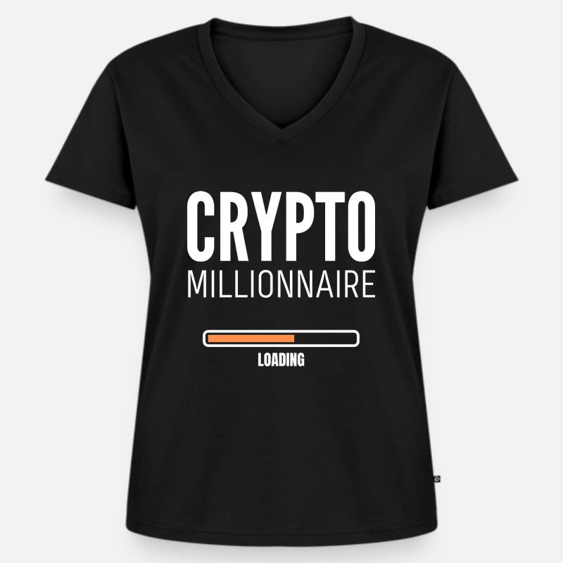 Kryptomillionär Loading Silber Bitcoin Humor - Frauen Premium Bio T-Shirt mit V-Ausschnitt - Schwarz