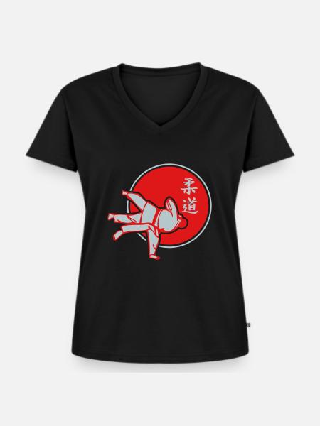 Judo zweifarbig - Frauen Premium Bio T-Shirt mit V-Ausschnitt - Schwarz