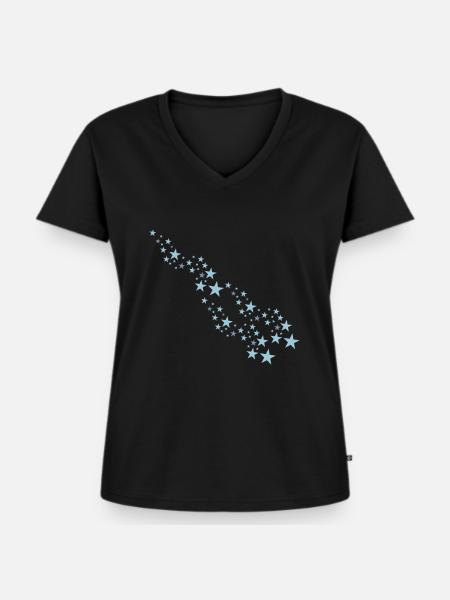 sterne - Frauen Premium Bio T-Shirt mit V-Ausschnitt - Schwarz