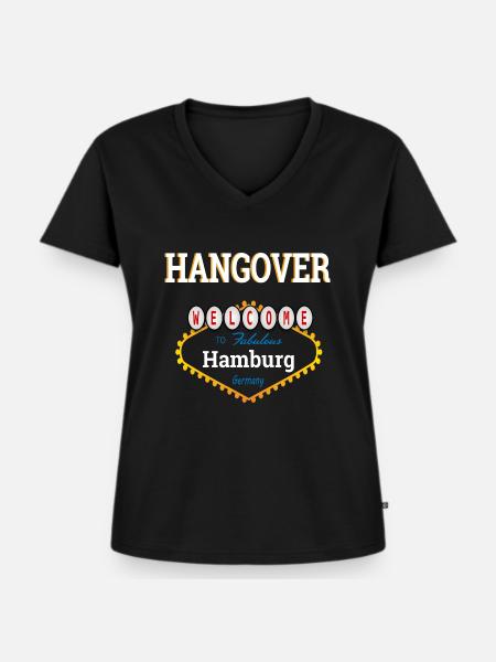 Hangover Hamburg - Frauen Premium Bio T-Shirt mit V-Ausschnitt - Schwarz