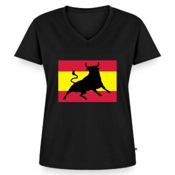 Viva España - Women's Premium Organic V-neck T-shirt - black - Front - AI Model Female 172 light (172cm)