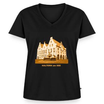 Haltern am See Rathaus - Frauen Premium Bio T-Shirt mit V-Ausschnitt - Schwarz - Vorne - AI Model Female 172 light (172cm)