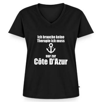 Côte D Azur - Frauen Premium Bio T-Shirt mit V-Ausschnitt - Schwarz - Vorne - AI Model Female 172 light (172cm)