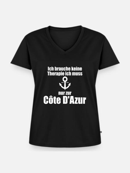 Côte D Azur - Frauen Premium Bio T-Shirt mit V-Ausschnitt - Schwarz