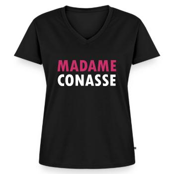 Madame Conasse - T-shirt encolure en V Premium bio Femme - noir - Devant - AI Model Female 172 light (172cm)