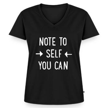 Motivation - Ekologisk premium-T-shirt med V-ringning dam - svart - Fram - AI Model Female 172 light (172cm)