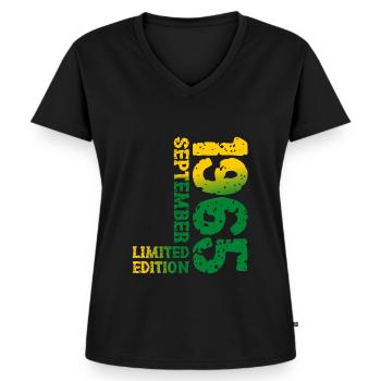 1965 September Limited Edition 58th Birthday Deco - Women's Premium Organic V-neck T-shirt - black - Front - AI Model Female 172 light (172cm)