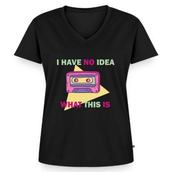 I HAVE NO IDEA WHAT THIS IS - Frauen Premium Bio T-Shirt mit V-Ausschnitt - Schwarz - Vorne - AI Model Female 172 light (172cm)