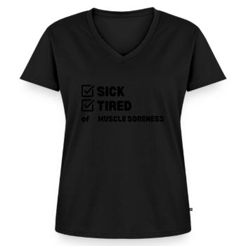 Sick and Tired - Women's Premium Organic V-neck T-shirt - black - Front - AI Model Female 172 light (172cm)