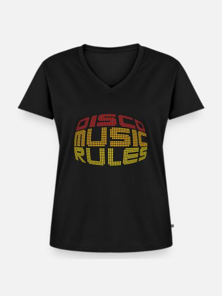 Disco Music Rules - Frauen Premium Bio T-Shirt mit V-Ausschnitt - Schwarz