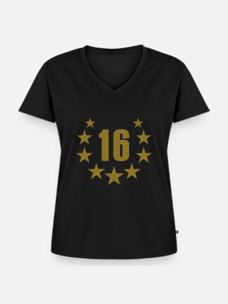 16 deluxe - Frauen Premium Bio T-Shirt mit V-Ausschnitt - Schwarz